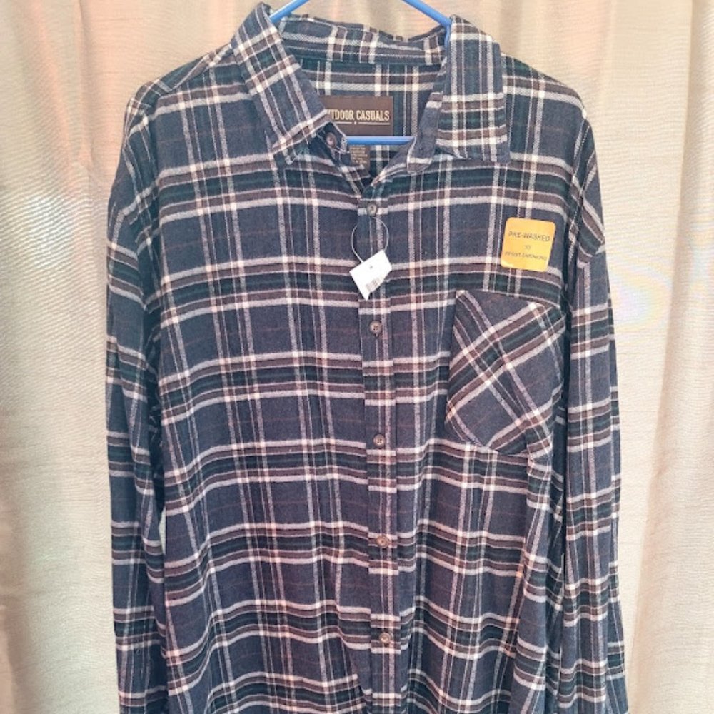 Outdoor Casuals Blue/Grey/Brown Flannel Size XXL *New with Tags*